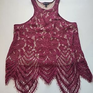 Express Deep Red Lace Blouse